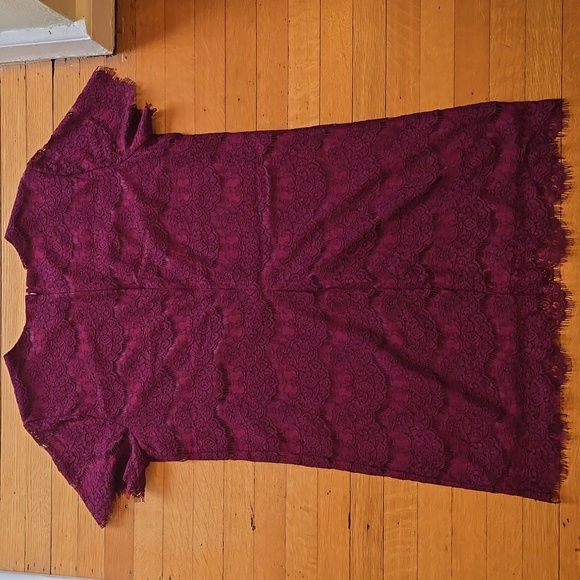 Lulus, Take Me To Brunch, Burgundy Lace Shift Dress, EUC, Women's XL - Picture 2 of 16